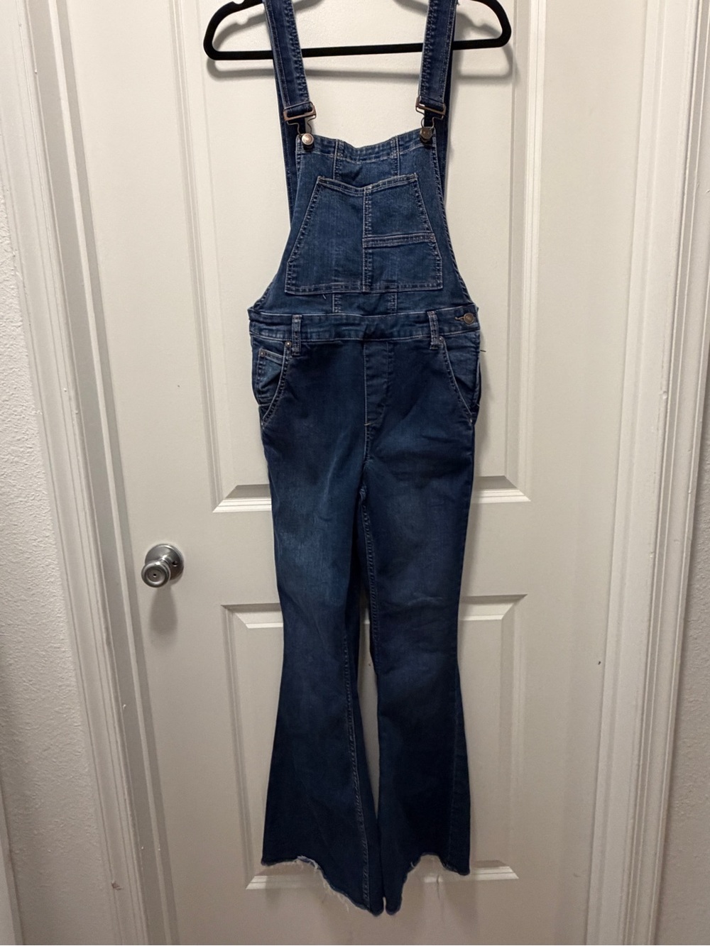 Free People We The Free Flare Denim Overalls Size 6